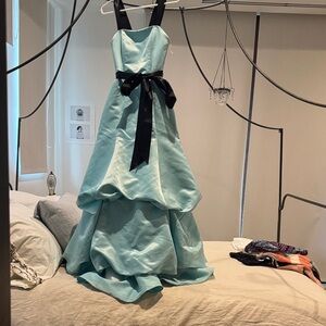 Elegant Blue Kids Dress with Black Bow